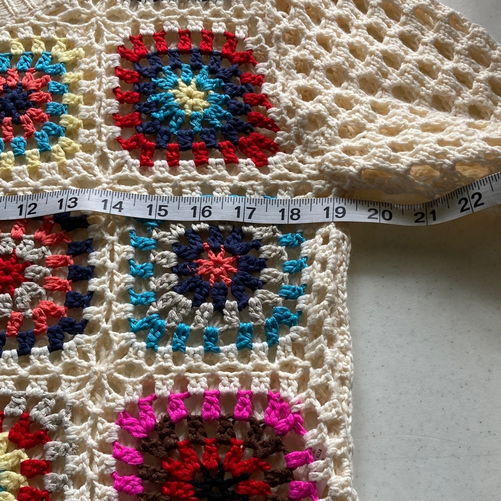 debut Cream Open Knit Sweater in Granny Squares - Picture 7 of 8